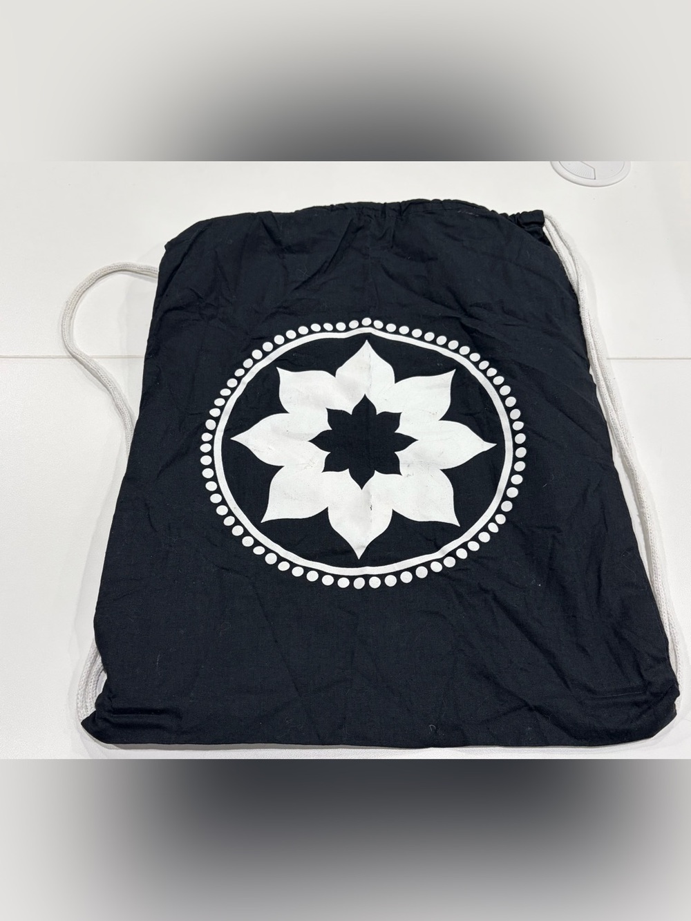 Club Pilates Adult Cotton Drawstring Bag GUC Black White Logo Yoga Gym Workout